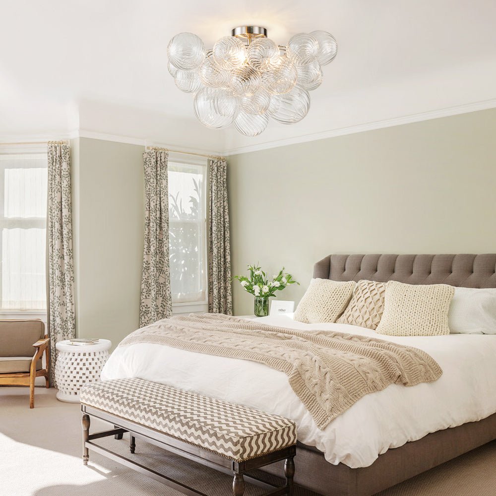 Three Glass Sphere Ceiling Light — Brass Finish, 10 12 15cm Orbs