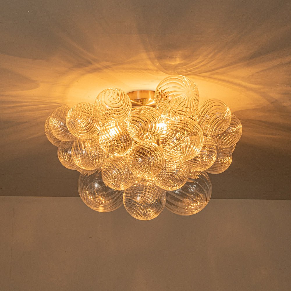 Three Glass Sphere Ceiling Light — Brass Finish, 10 12 15cm Orbs