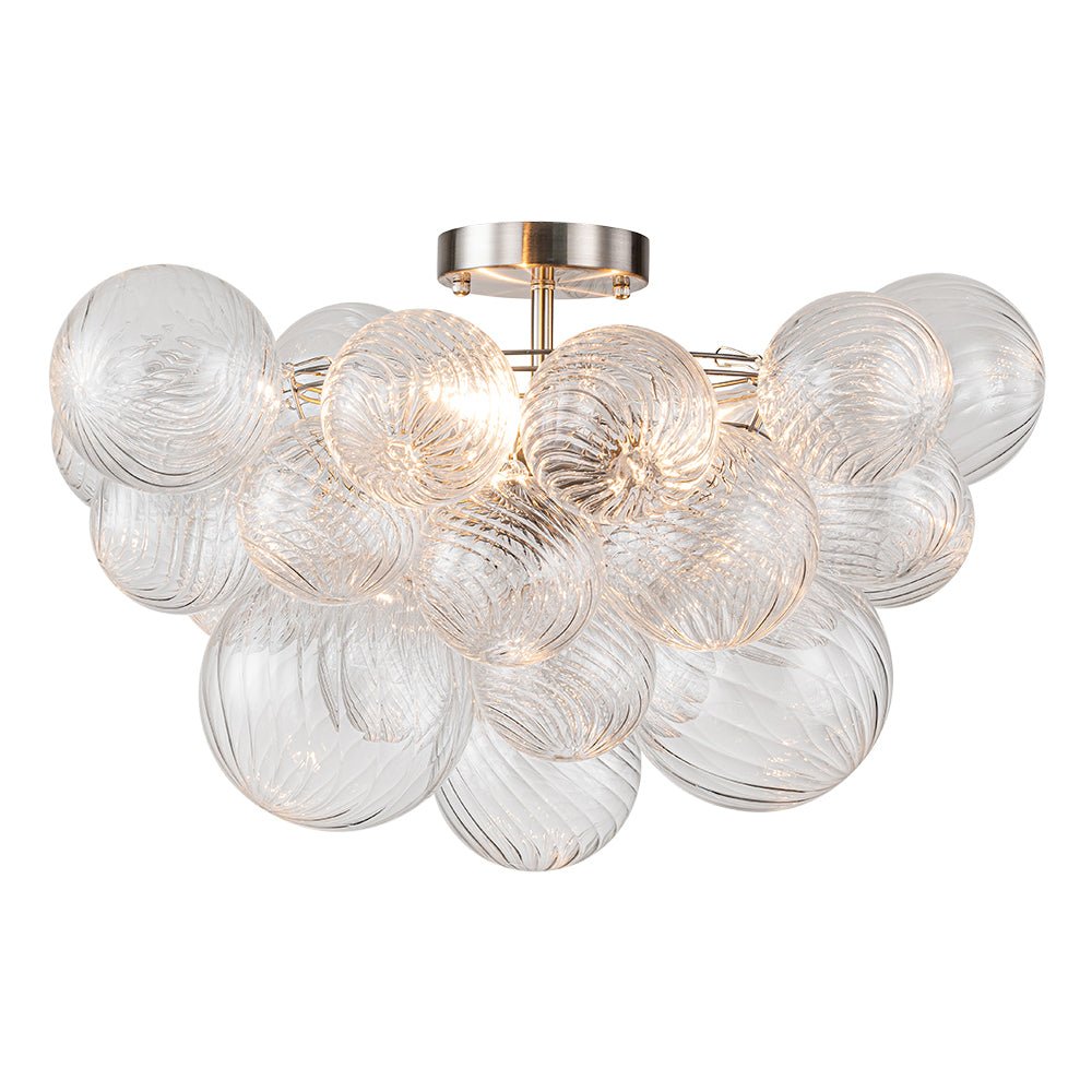 Three Glass Sphere Ceiling Light — Brass Finish, 10 12 15cm Orbs