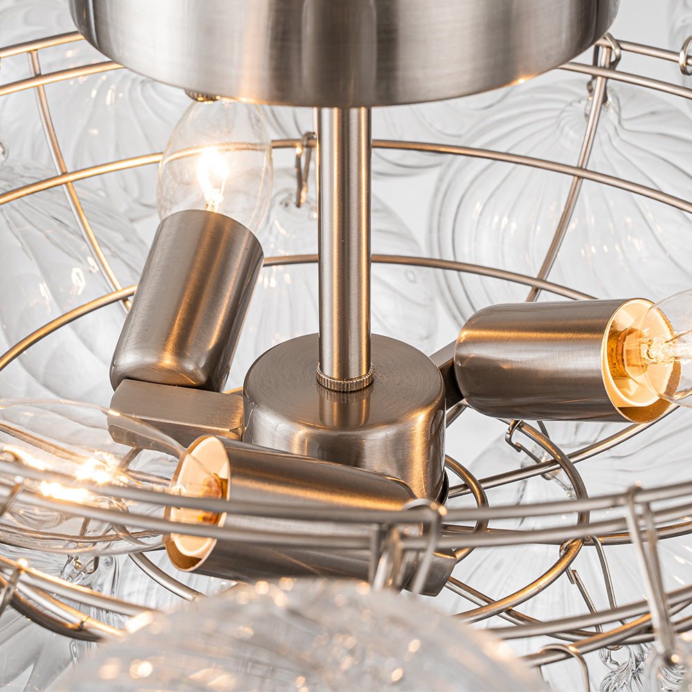 Three Glass Sphere Ceiling Light — Brass Finish, 10 12 15cm Orbs