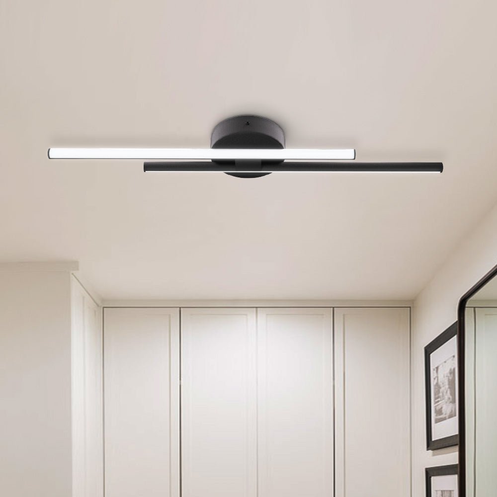Flush-Mount 12W LED Strip Light — Cool White, Black Nickel Brass Finish, 60–80cm