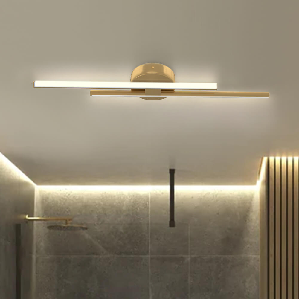 Flush-Mount 12W LED Strip Light — Cool White, Black Nickel Brass Finish, 60–80cm