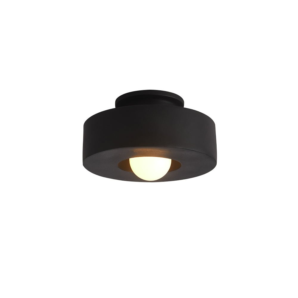 Nordic Wabi-Sabi Resin Cylinder Ceiling Lamp — Dimmable 30cm, Flush Mount, Black, Green & Red