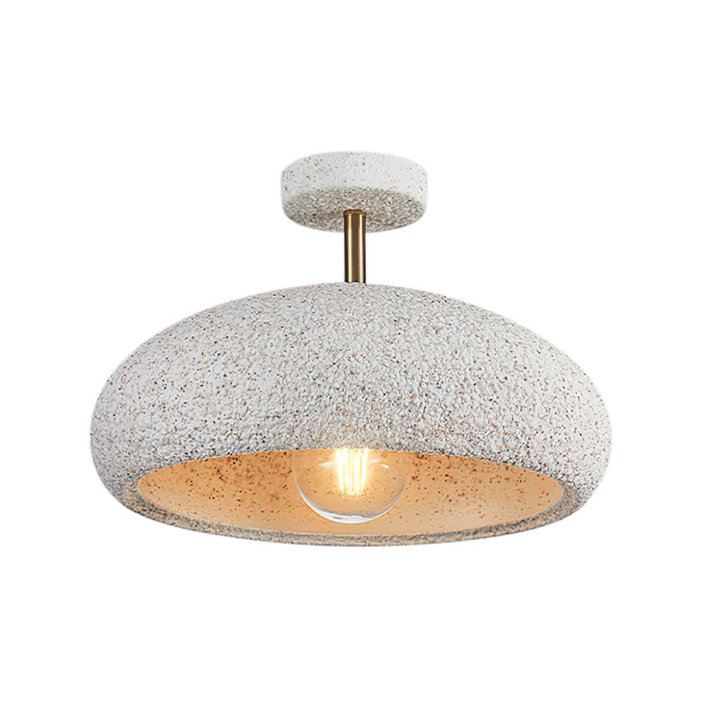 Nordic Wabi-Sabi Ceiling Light — 35cm Speckled Semi-Flush Mount, Dimmable E27