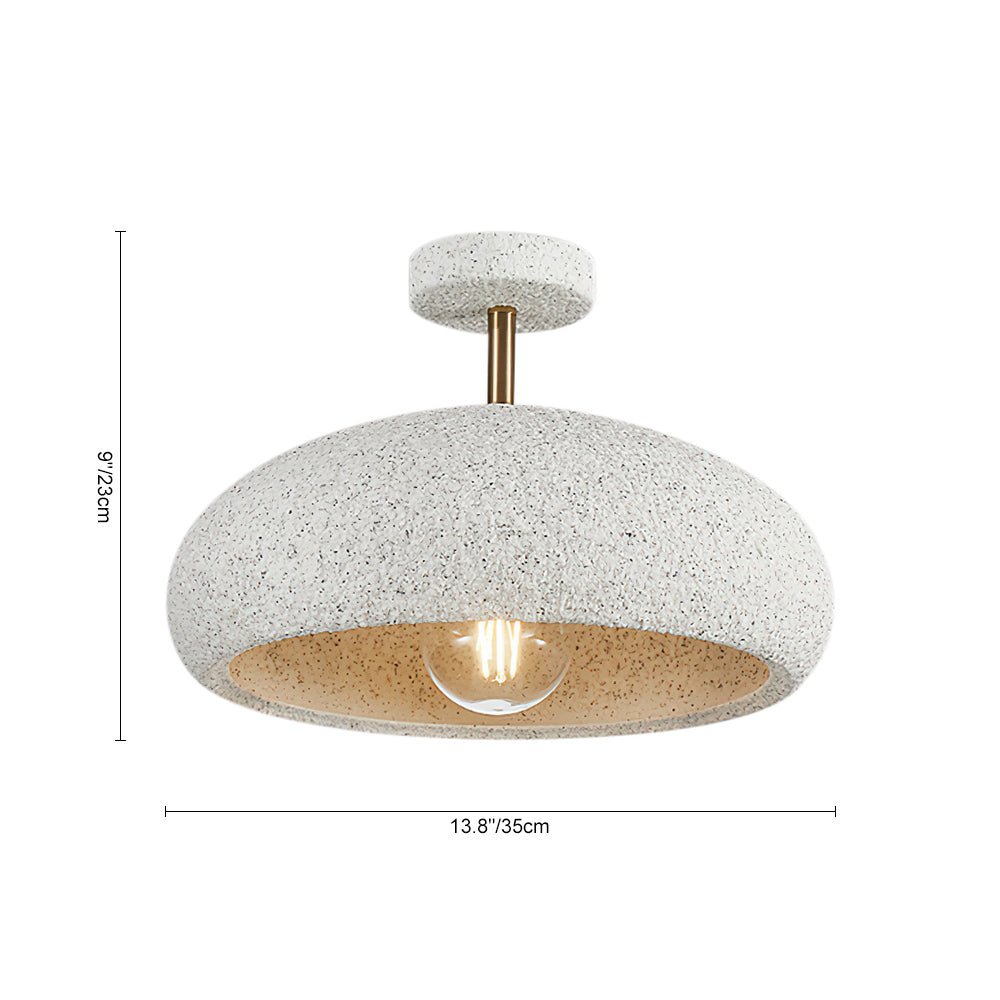 Nordic Wabi-Sabi Ceiling Light — 35cm Speckled Semi-Flush Mount, Dimmable E27