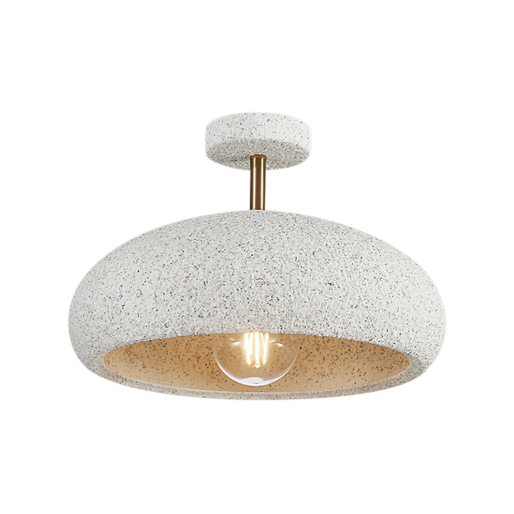 Nordic Wabi-Sabi Ceiling Light — 35cm Speckled Semi-Flush Mount, Dimmable E27
