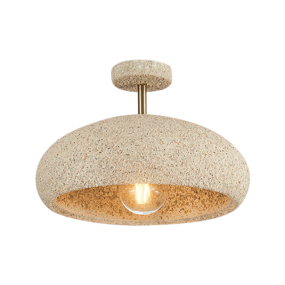 Nordic Wabi-Sabi Ceiling Light — 35cm Speckled Semi-Flush Mount, Dimmable E27