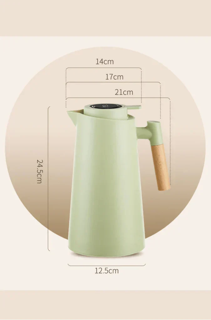 LumaTemp thermoskan — houten handvat, geïntegreerde temperatuurweergave