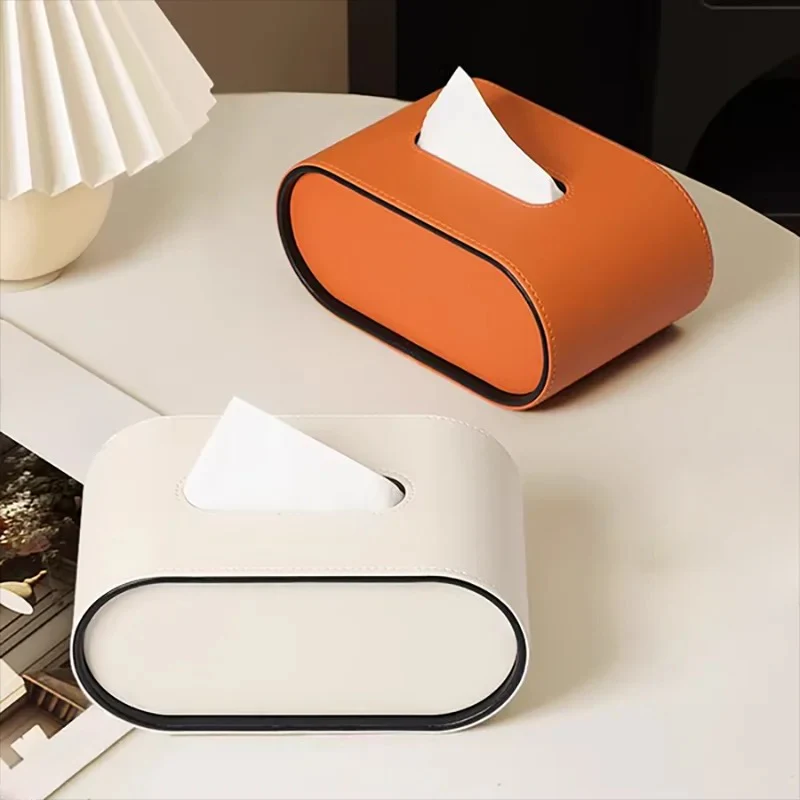 Housse moderne pour boîte à mouchoirs en cuir — Élément décoratif élégant pour la maison