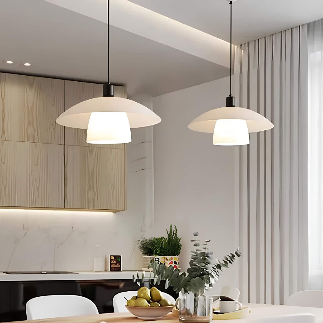 Kanzio Minimalist Pendant Light With Japanese Wood and Metal