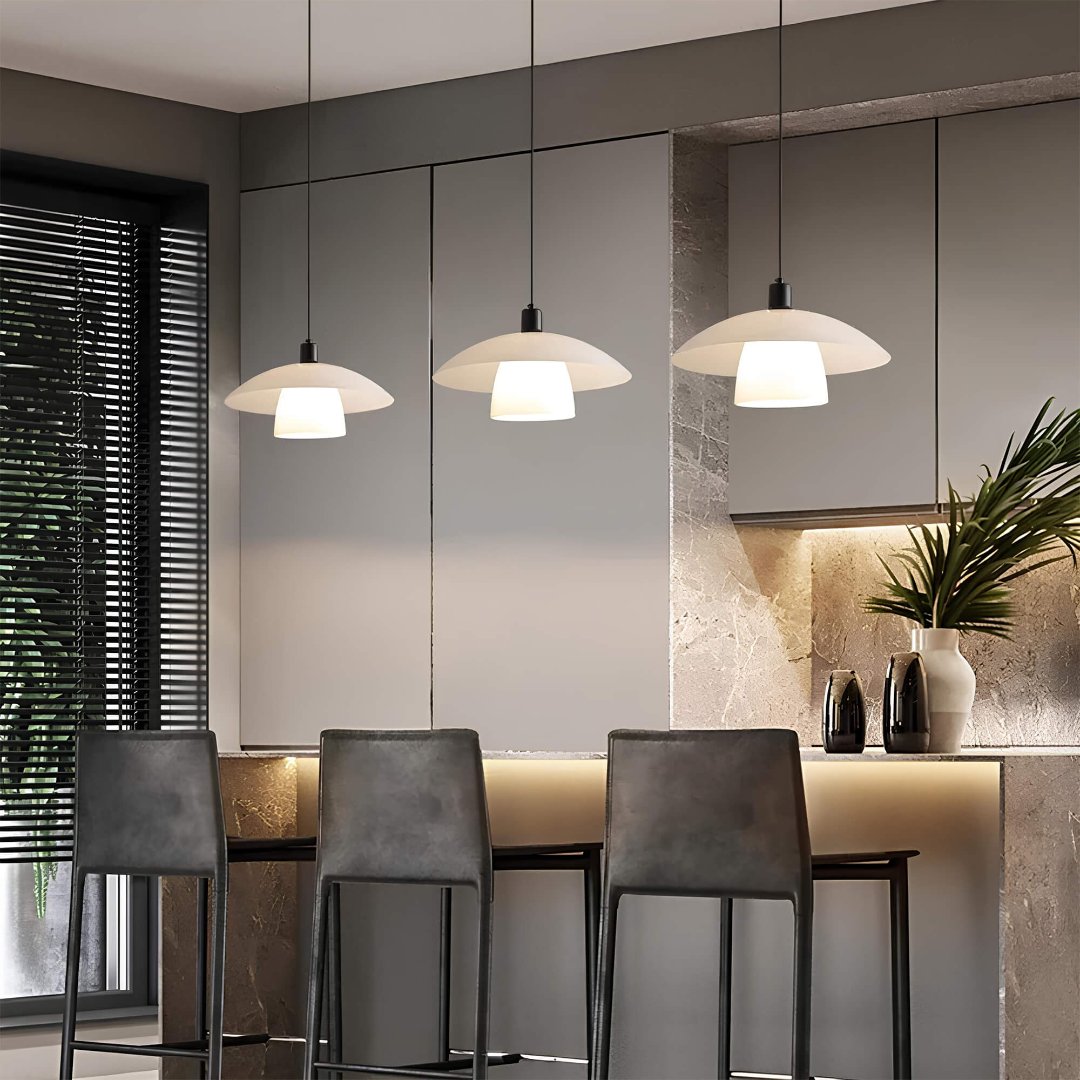 Kezari Japanese Inspired Minimalist Wood With Black Metal Pendant Light