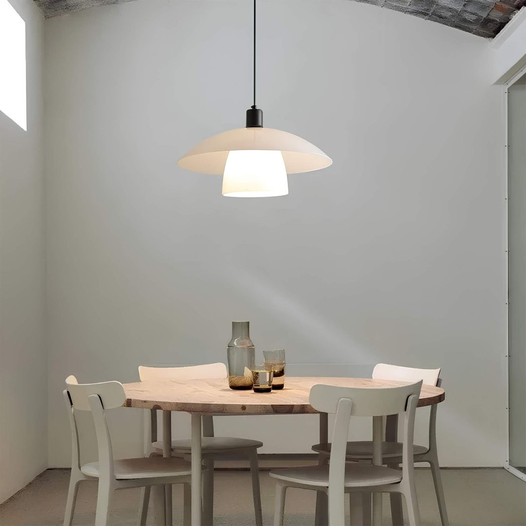 Kezari Japanese Inspired Minimalist Wood With Black Metal Pendant Light