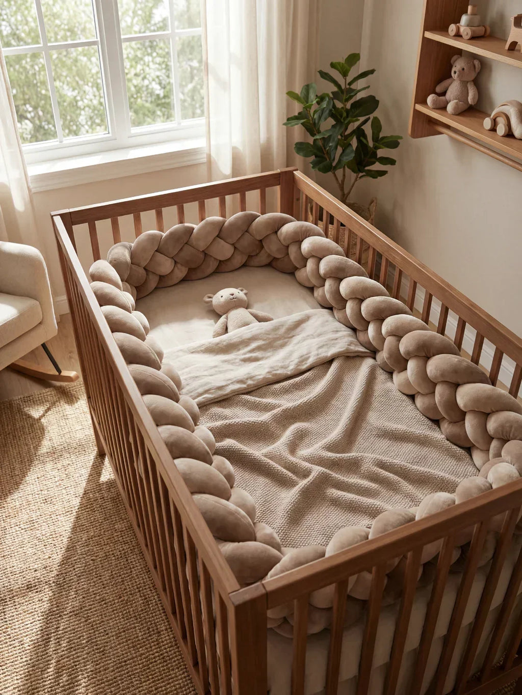 Terracotta 4-Strand Woven Crib Braid Liner