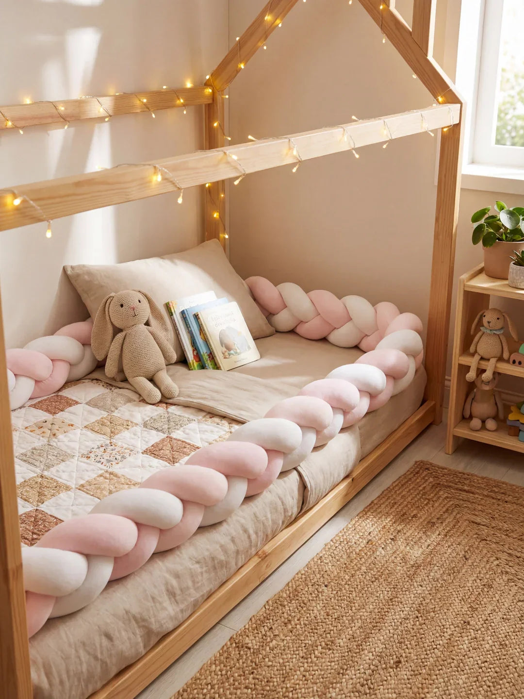 Two-Tone Braided Baby Crib Bumper — Premium Protection