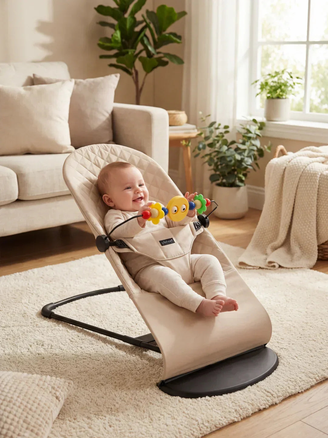 Collapsible Baby Bouncer Chair — Interactive Toy Arch Stand