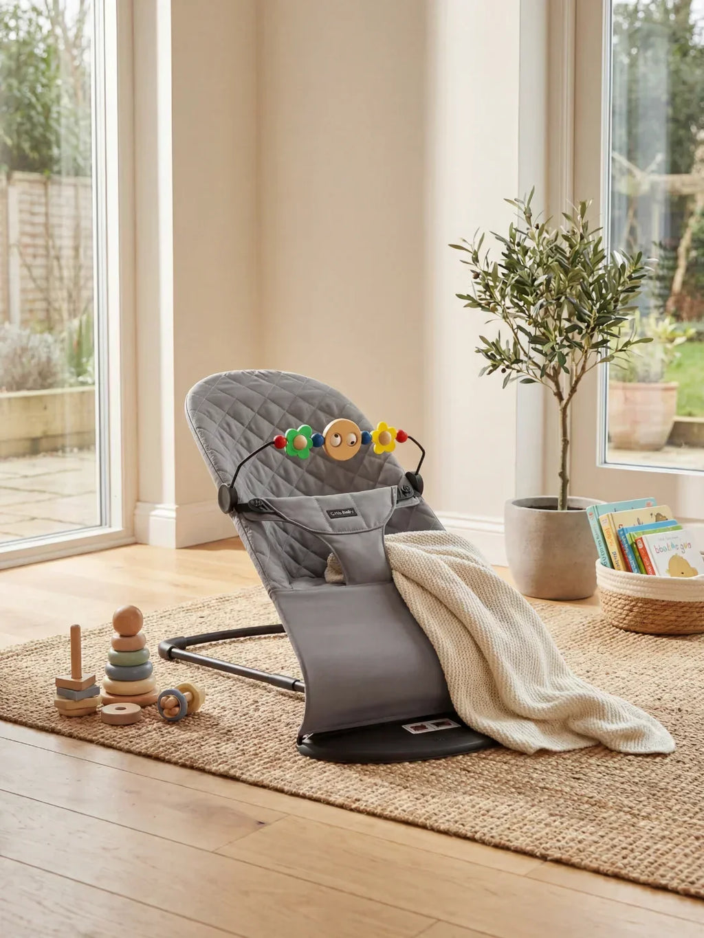 Collapsible Baby Bouncer Chair — Interactive Toy Arch Stand