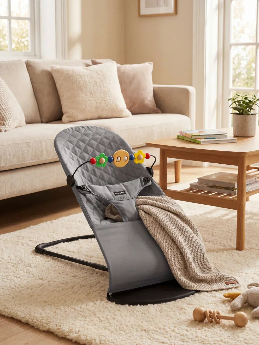 Collapsible Baby Bouncer Chair — Interactive Toy Arch Stand