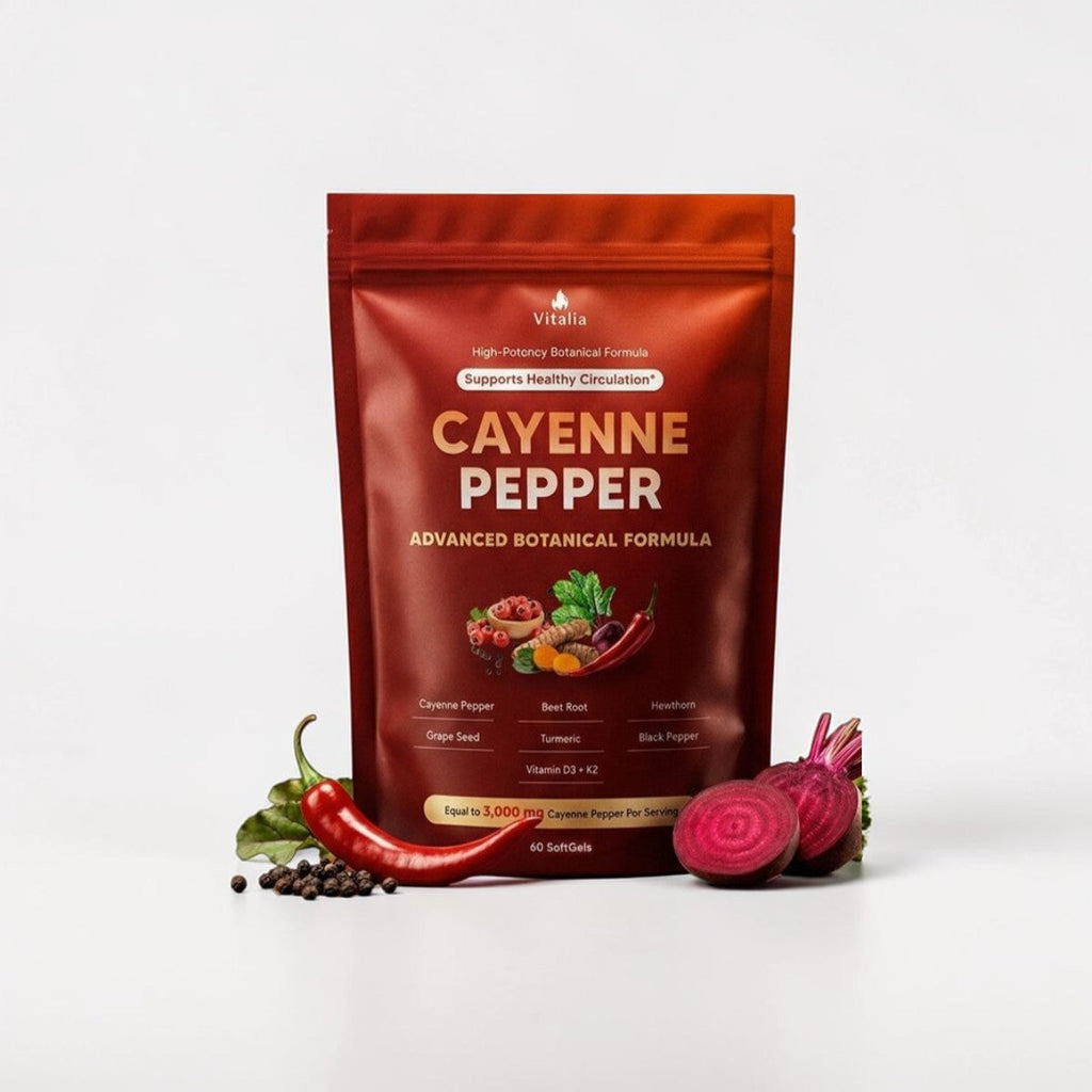 Cayenne Pepper Softgel Capsules — Hawthorn Berry, Ginseng, D3 & K2 Blend