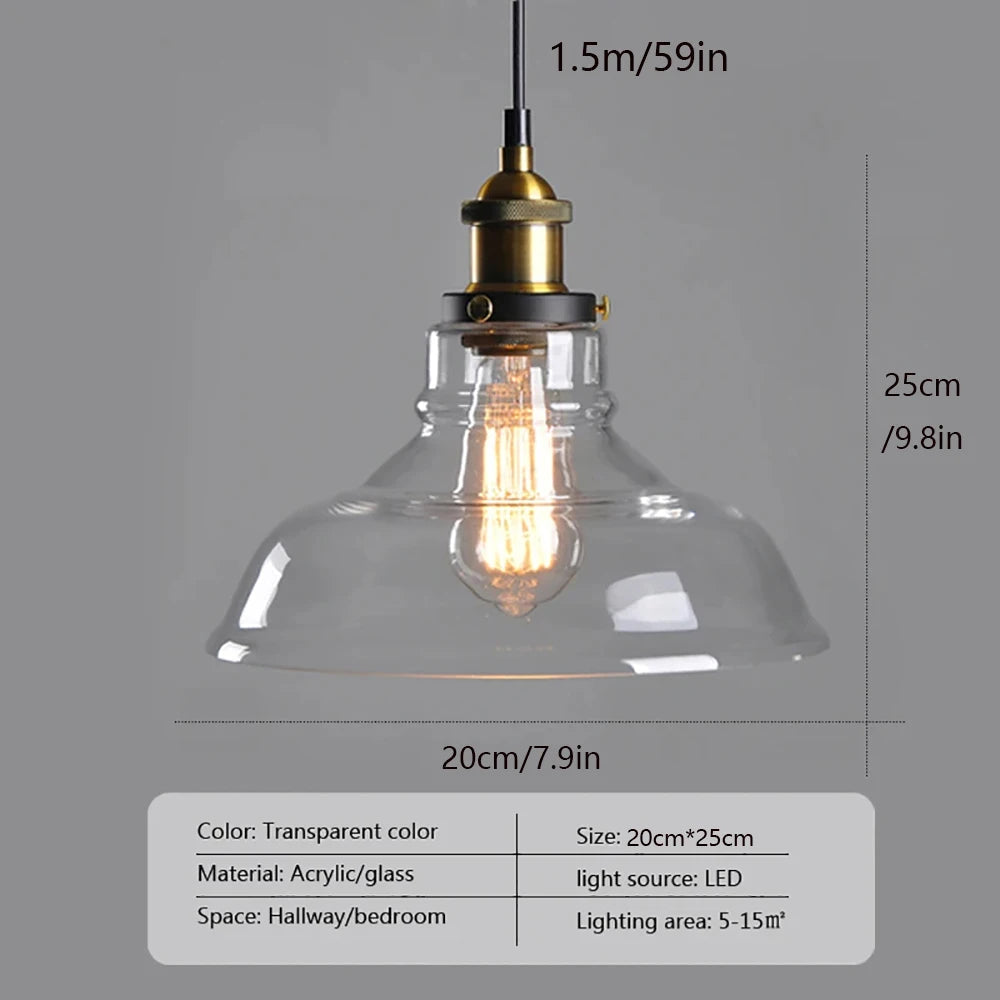 Suspension en verre rétro industrielle — Luminaire suspendu