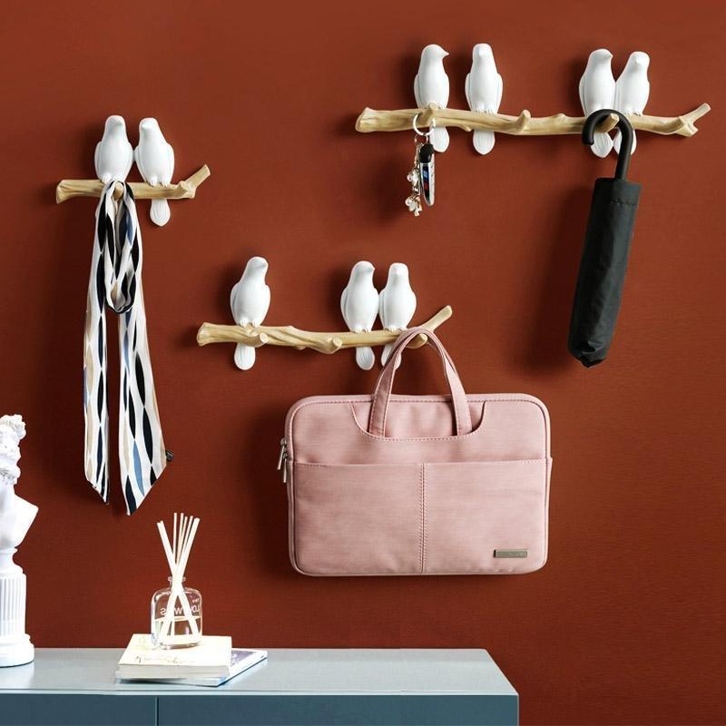 Wandgarderobenhaken mit niedlichen Vögeln — verspielte Wohnaccessoires
