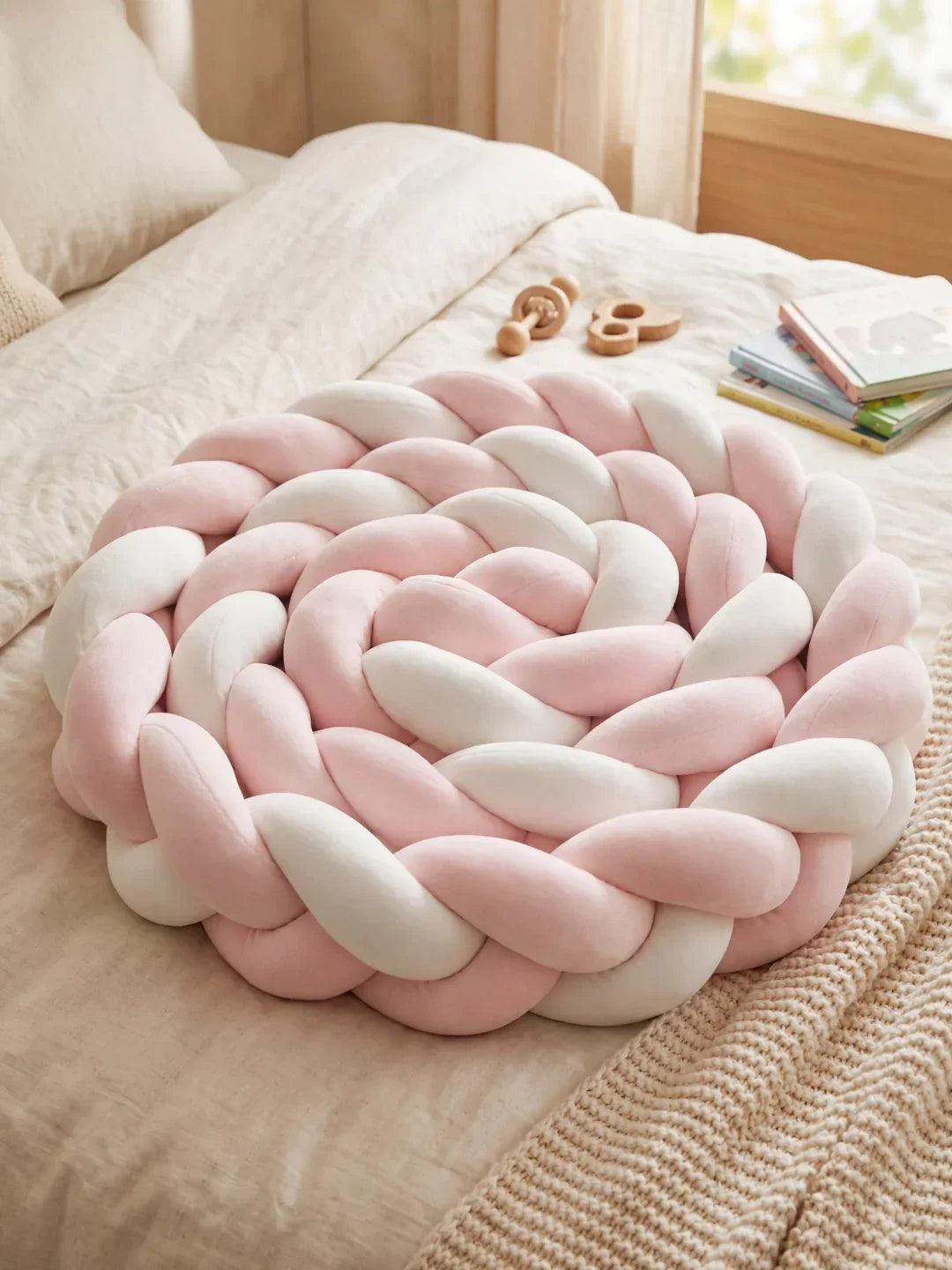 Two-Tone Braided Baby Crib Bumper — Premium Protection