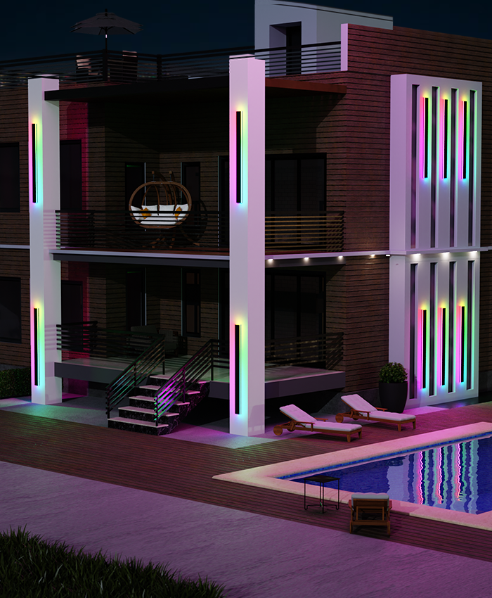 Wodoodporna ścienna lampa LED RGB do wnętrz i na zewnątrz