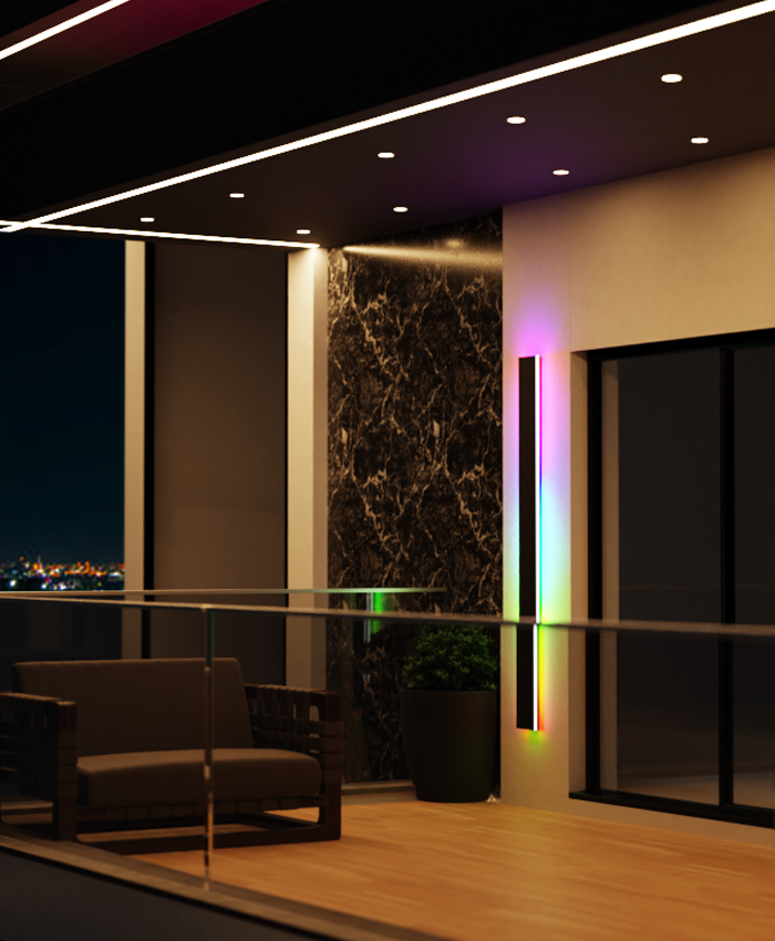 Wodoodporna ścienna lampa LED RGB do wnętrz i na zewnątrz