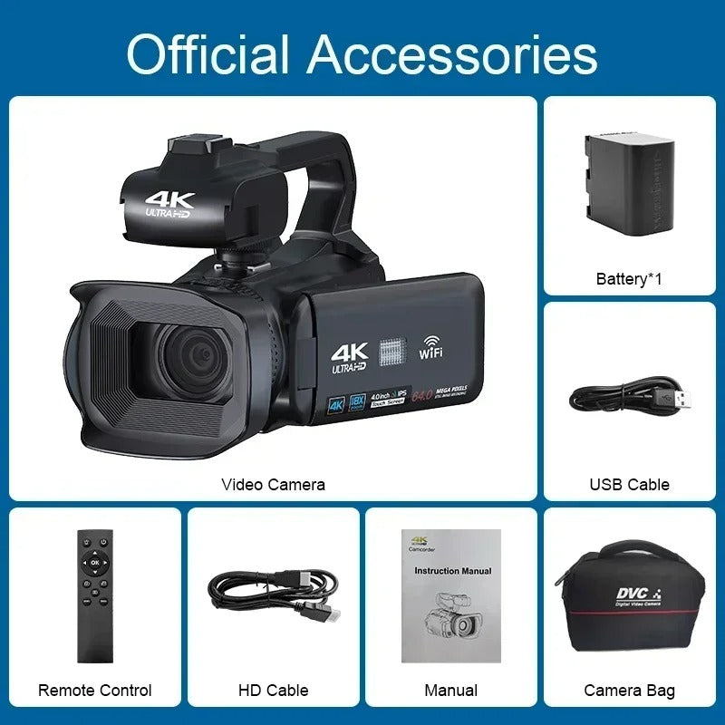 Videocamera per vlog NexaCam — Zoom 18x, schermo rotante, ingresso per microfono