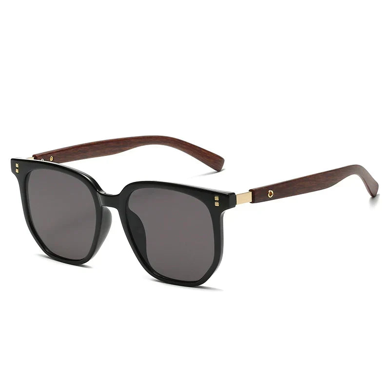 Luksusowe drewniane okulary przeciwsłoneczne w stylu vintage — ręcznie wykonane, wyraziste
