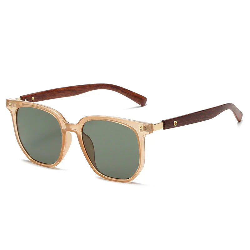 Luksusowe drewniane okulary przeciwsłoneczne w stylu vintage — ręcznie wykonane, wyraziste