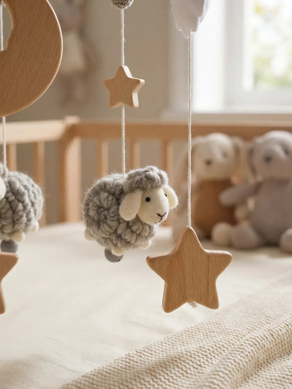 Wooden Baby Mobile — Slow Swaying Motion and Hanging Ornaments