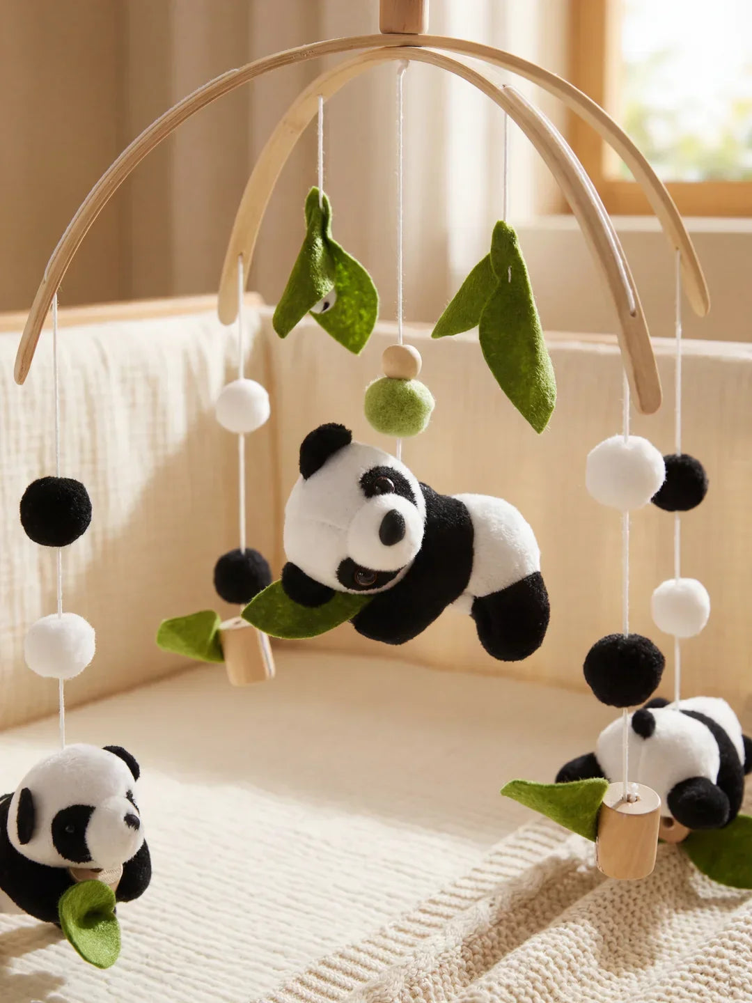 Wooden Baby Crib Mobile — Direct Arm Mount, Minimalist Design