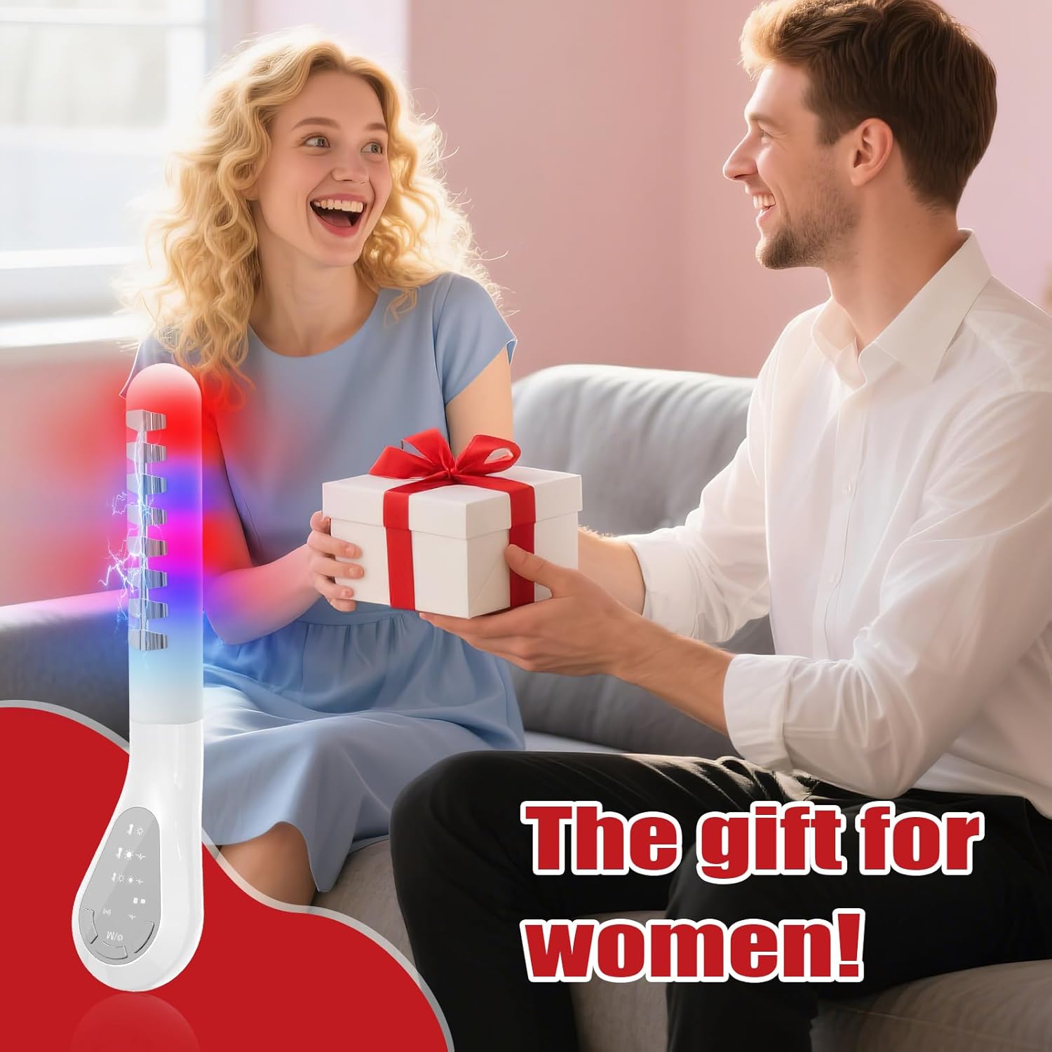 Pelvic Floor Support Wand — Compact Electric Pulse, Soothing Heat & Dual Light Technology