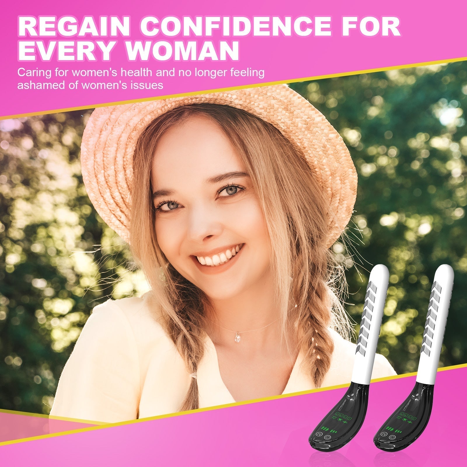 Pelvic Floor Support Wand — Compact Electric Pulse, Soothing Heat & Dual Light Technology