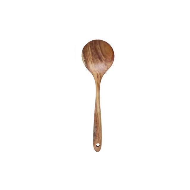 Set rustico di utensili da cucina in legno di teak Taavita, 7 pezzi