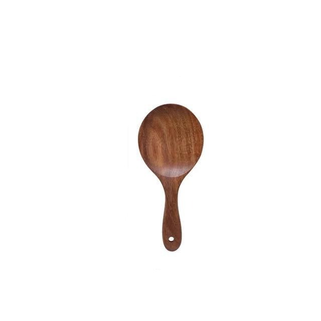 Set rustico di utensili da cucina in legno di teak Taavita, 7 pezzi