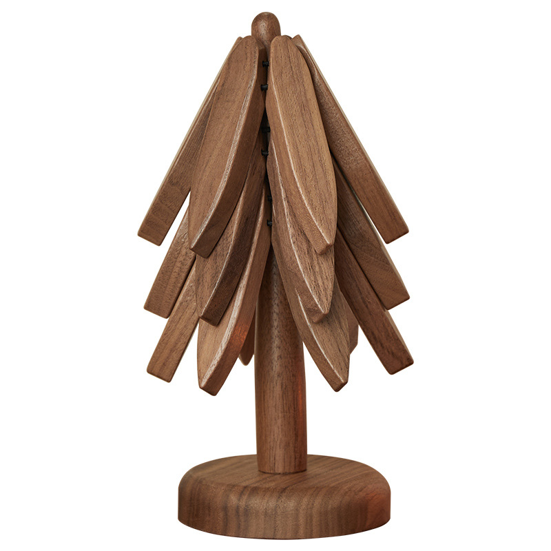 Descanso de madeira para tachos e panelas Pop-Up Tree — Design dobrável de 8 polegadas