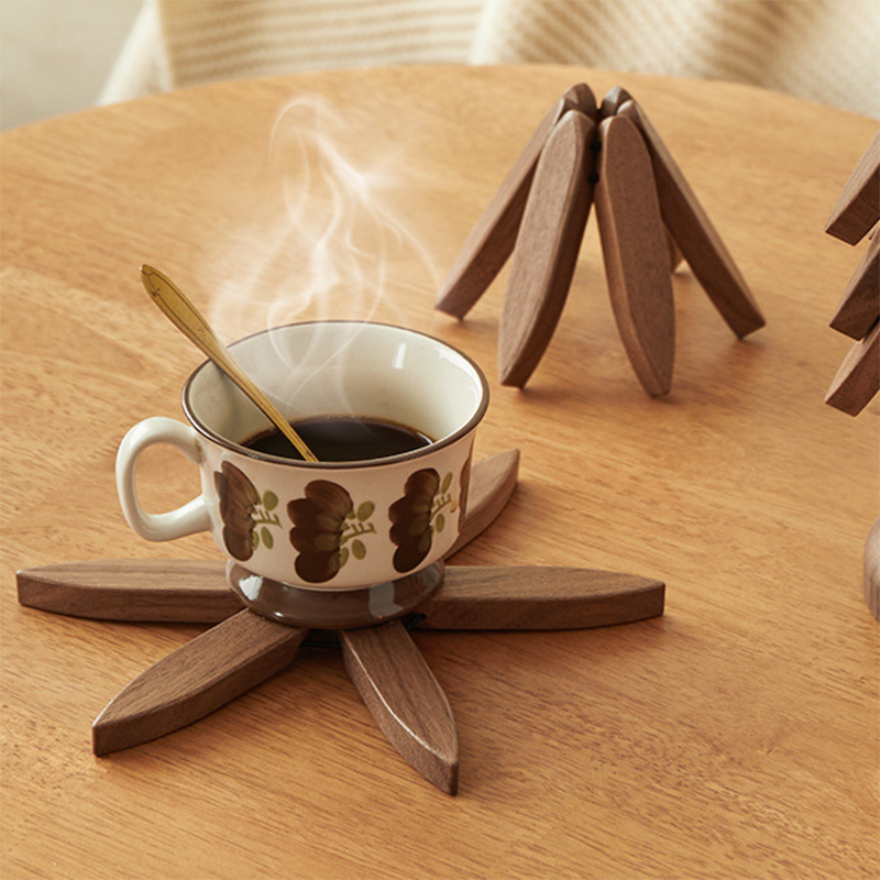 Descanso de madeira para tachos e panelas Pop-Up Tree — Design dobrável de 8 polegadas