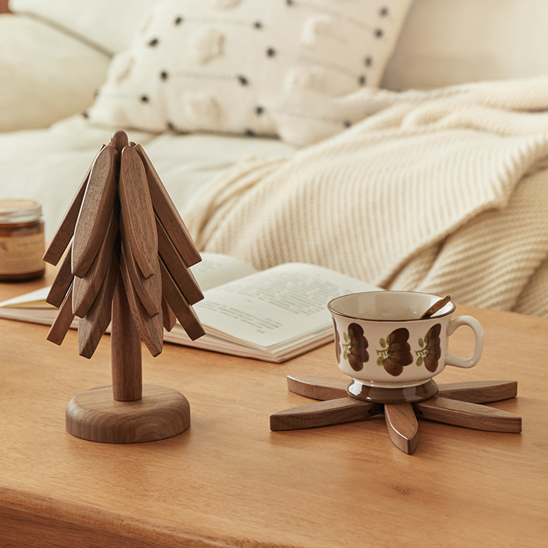 Descanso de madeira para tachos e panelas Pop-Up Tree — Design dobrável de 8 polegadas