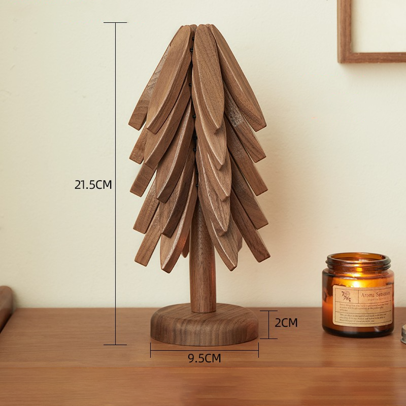 Descanso de madeira para tachos e panelas Pop-Up Tree — Design dobrável de 8 polegadas