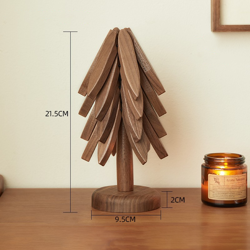 Descanso de madeira para tachos e panelas Pop-Up Tree — Design dobrável de 8 polegadas