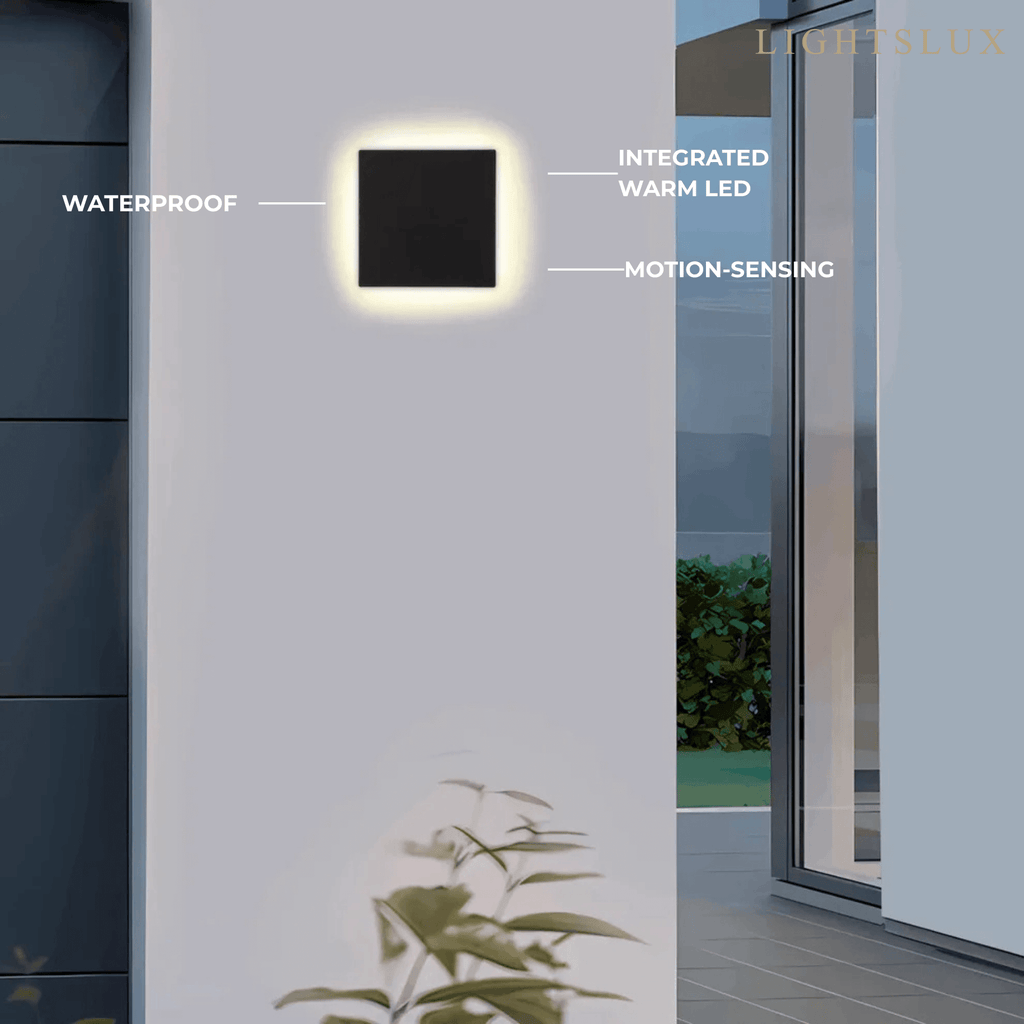 מנורת קיר חיצונית LED מינימליסטית סולארית – אור חיישן עגול/מרובע שחור/לבן למרפסת - פלינדריה