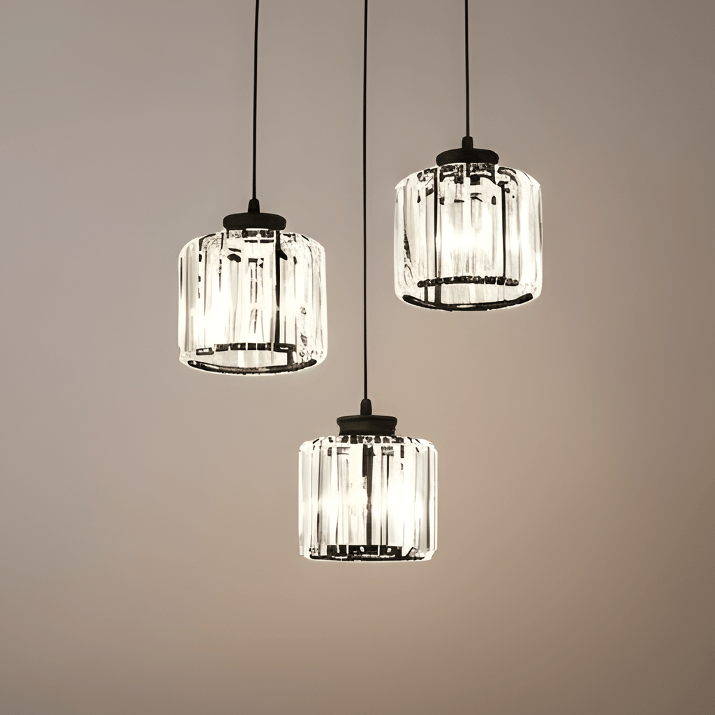 Severské LED závěsné svítidlo - Kov/sklo černá/zlatá do jídelny/obývacího pokoje - Flindria