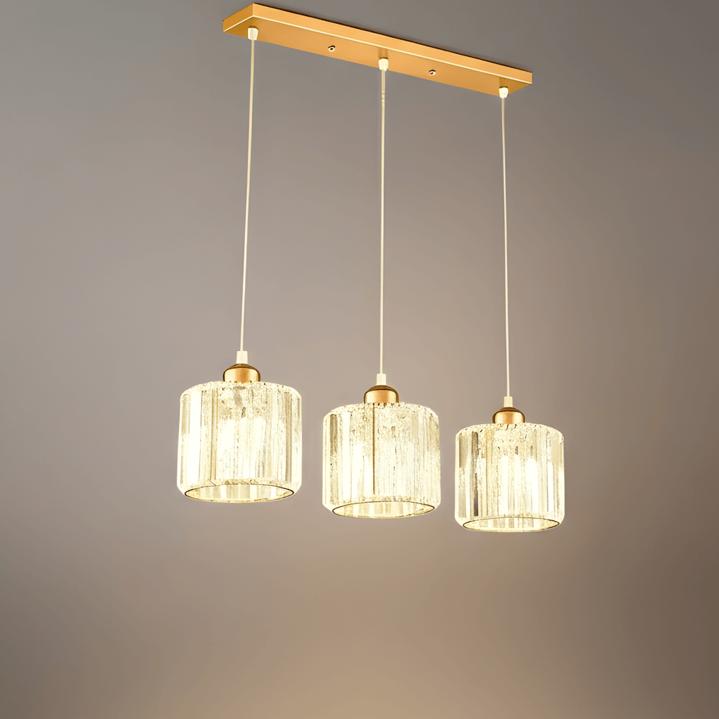Severské LED závěsné svítidlo - Kov/sklo černá/zlatá do jídelny/obývacího pokoje - Flindria