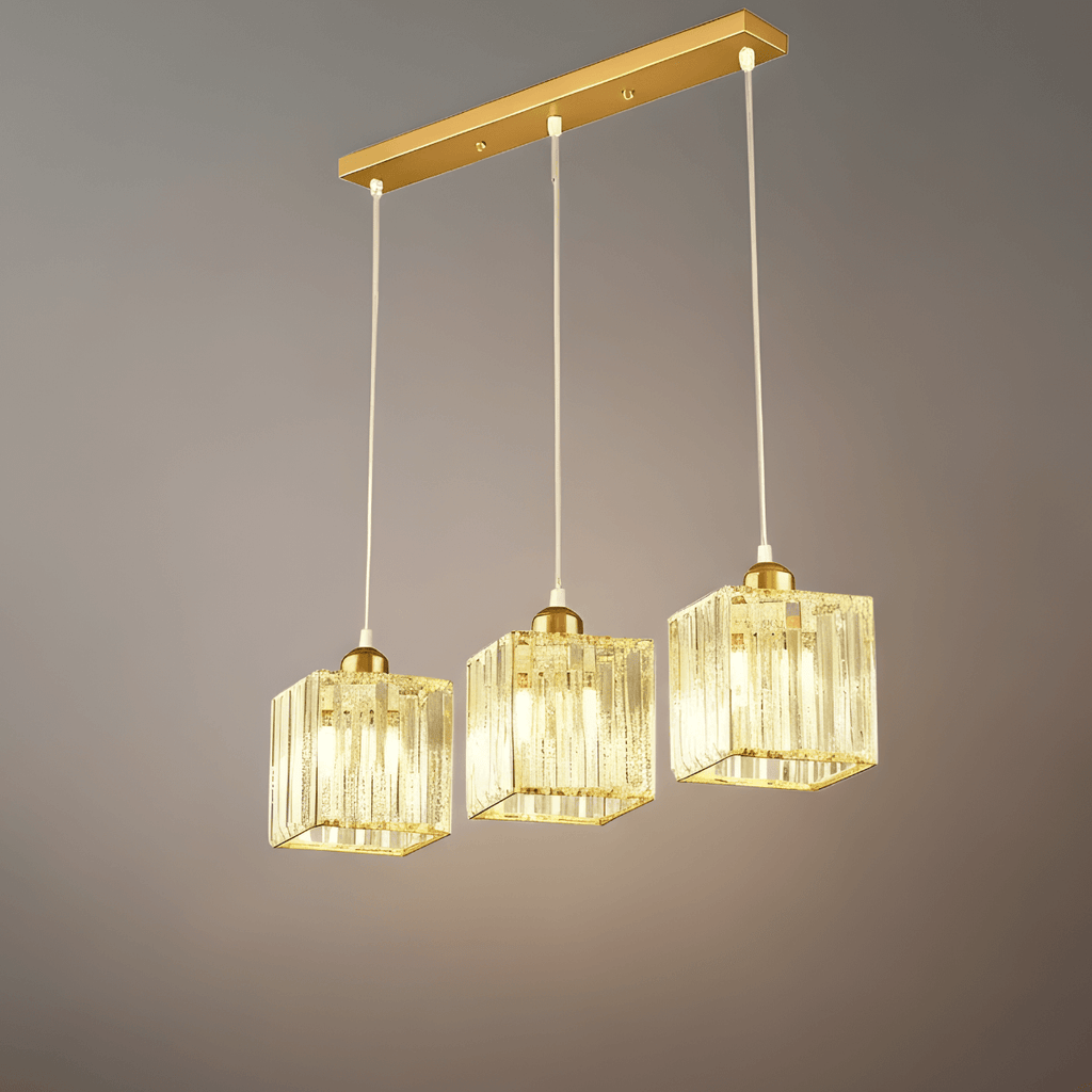 Severské LED závěsné svítidlo - Kov/sklo černá/zlatá do jídelny/obývacího pokoje - Flindria