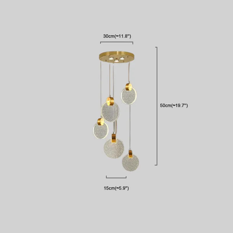Art Deco Round – Pendant Light Gold Metal/Crystal for Dining Room - Flindria