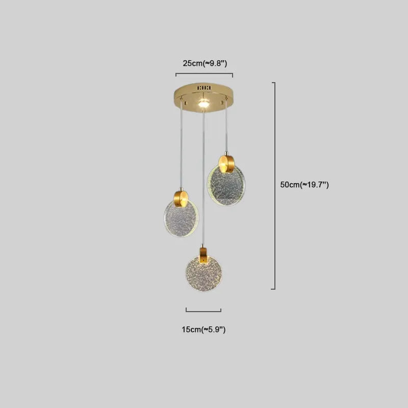 Art Deco Round – Pendant Light Gold Metal/Crystal for Dining Room - Flindria