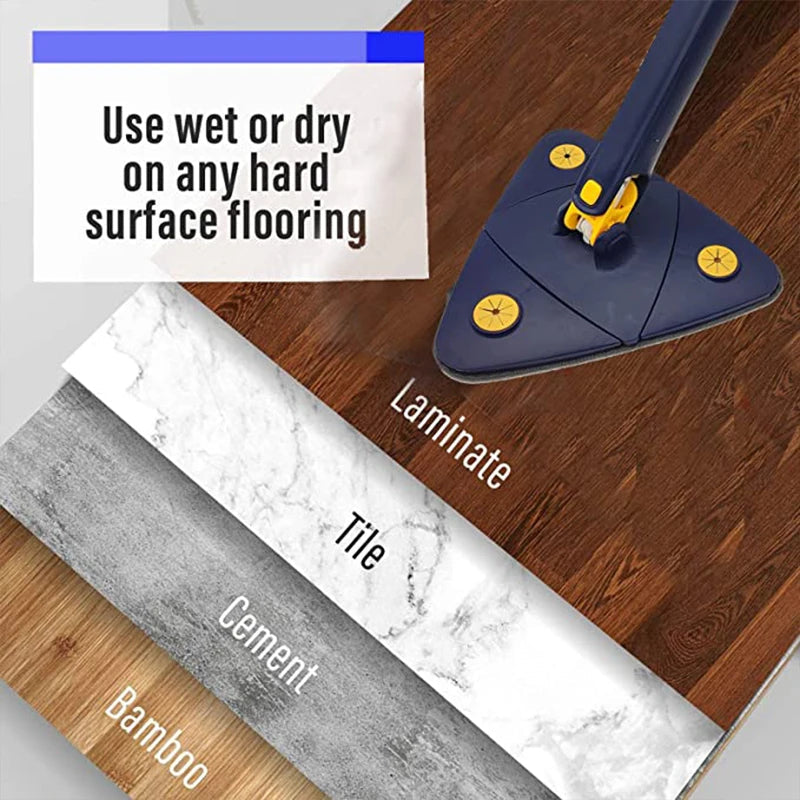 Telescopic Triangle Floor Mop — 360° Rotatable Wet & Dry Cleaner
