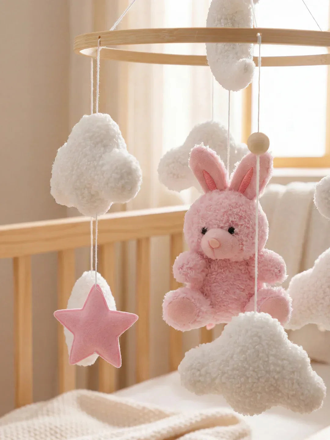 Wooden Baby Crib Mobile — Direct Arm Mount, Minimalist Design