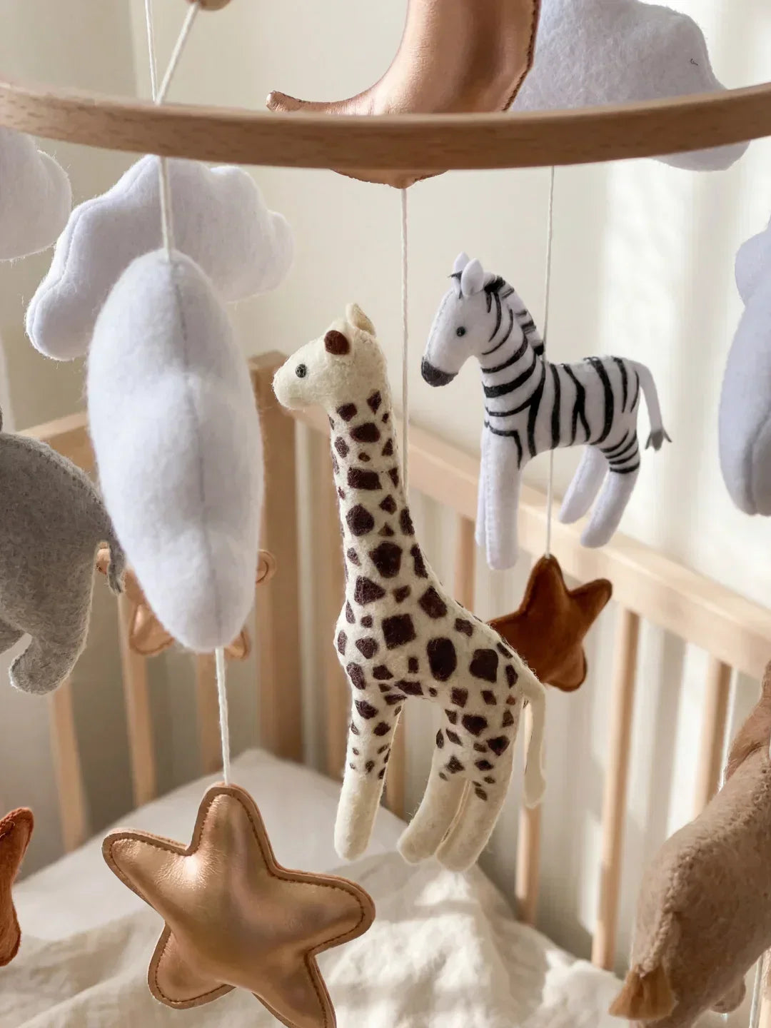Compact Wooden Baby Mobile and Hanging Support Arm Set